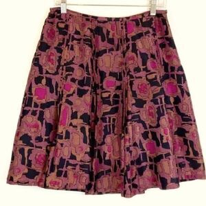 ALFANI 100% Silk Pink Black Printed Midi Skirt